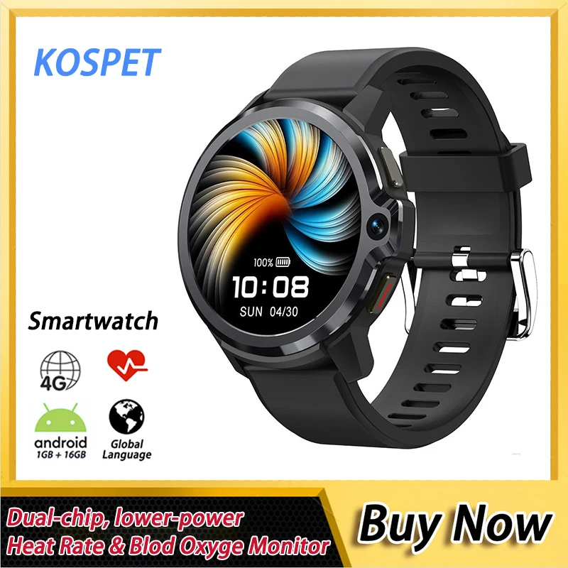 Смарт-часы KOSPET мужские с круглым экраном Bluetooth 1 + 16 Гб | Электроника