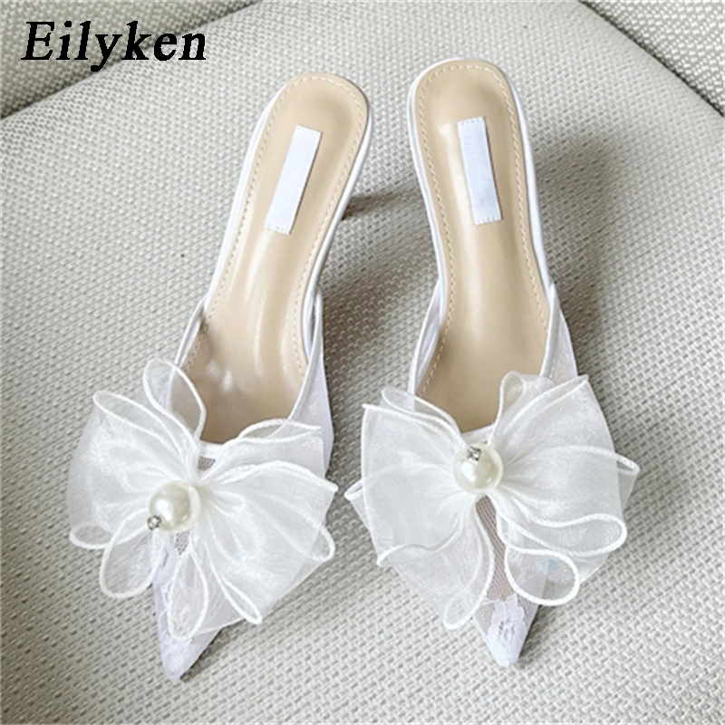 

Eilyken/брендовые шлепанцы с острым носком и бантом-бабочкой; Женская повседневная обувь на тонком низком каблуке для вечеринок; Женские туфли-лодочки