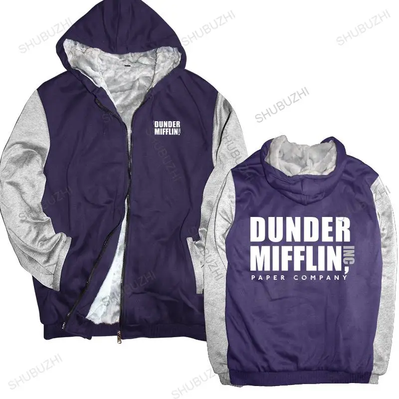 

Man black zipper thick hoodies The Office Dunder Mifflin unisex Outwear men sweatshirt zipper male fleece hoody man sweatshirt