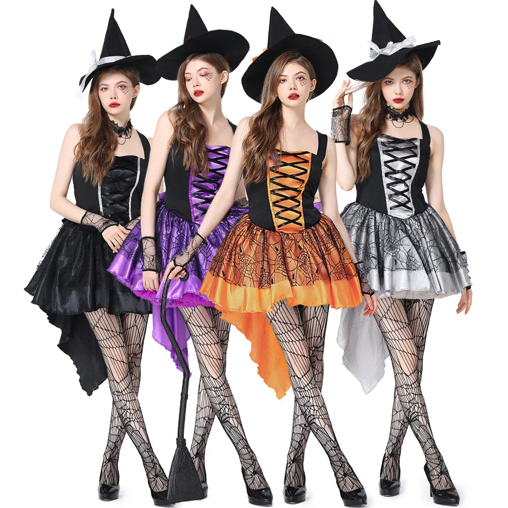 

Halloween Costume Purple Orange Sexy Mesh Suspender Witch Multi-style Party Party Performance Costume