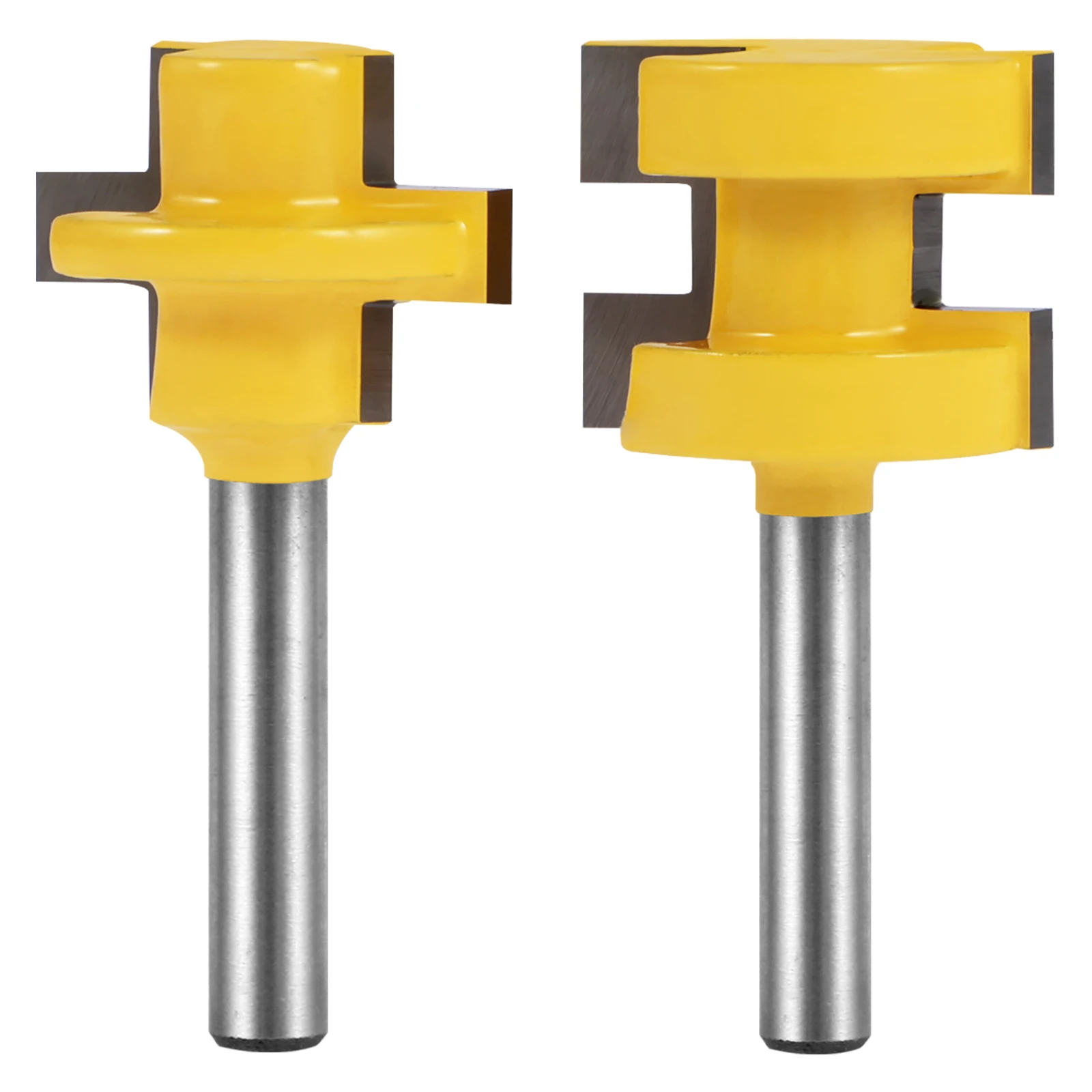 

2Pcs 1/4 Inch Shank Tongue and Groove Router Bit Set 3 Teeth T-Shape Wood Router Bit Carbide Mortise and Tenon Router Bit