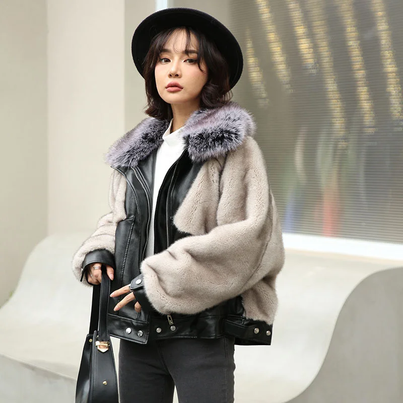 Fur Locomotive Retro With Belt Riding Winter Women's Jacket Long-sleeved Lapel Padded Warm Black Zip Chic Female Coat Tops