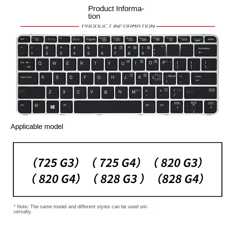 

Replace applicable For HP 725 G3 725 G4 820 G3 820 G4 828 G3 828 G4 Notebook Keyboard