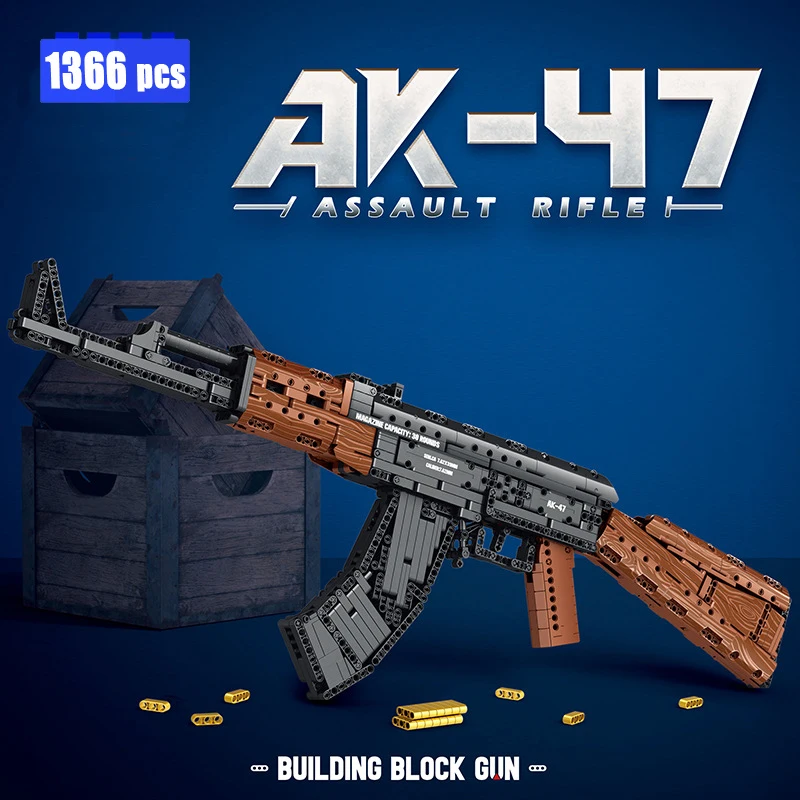 

IN STOCK 1366pcs City Police Military Weapon Technical AK-47 Assault Rifle Model Building Blocks Gun Bricks Toys for Kids Gifts