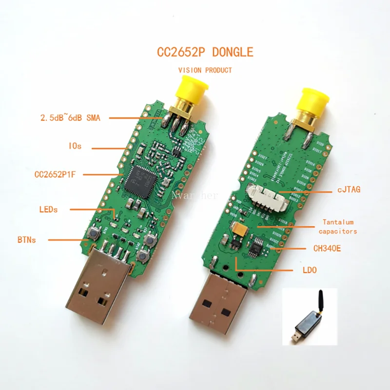 CC2652P CC2652 BLE Simplelink 2 4G Zigbee 2MQTT резьба домашний помощник маршрутизатор USB ключ |