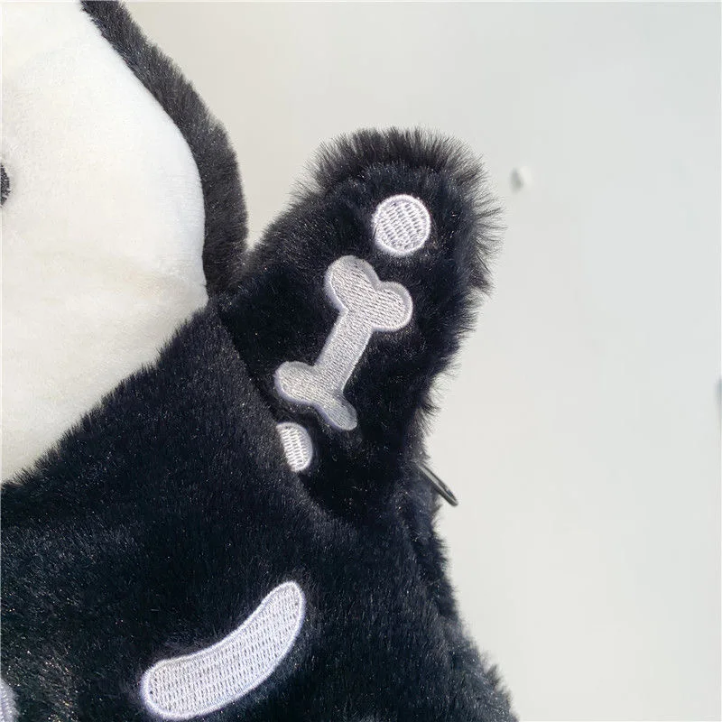 Skull Plush Backpack Gothic Water Bottle Bag Goth Doll Backpack Female Winter Furry Bag Skull Shape Bag Skeleton Birthday Gift