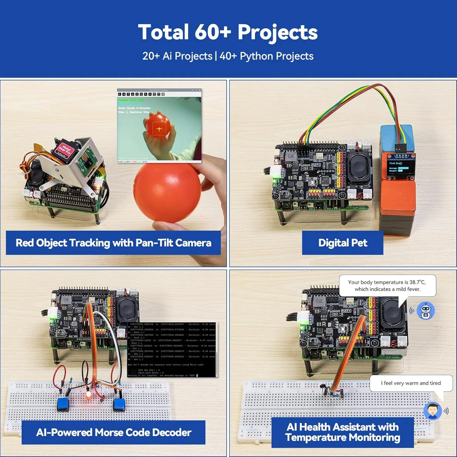 Набор SunFounder AI Fusion Lab Kit для Raspberry Pi 543B+Zero 2w, поддержка нескольких LLM (ChatGPTGeminiGrok), OpenCV и MediaPipe, Python (art.: 3920d8a6aec7b) - 3920d8a6aec7b