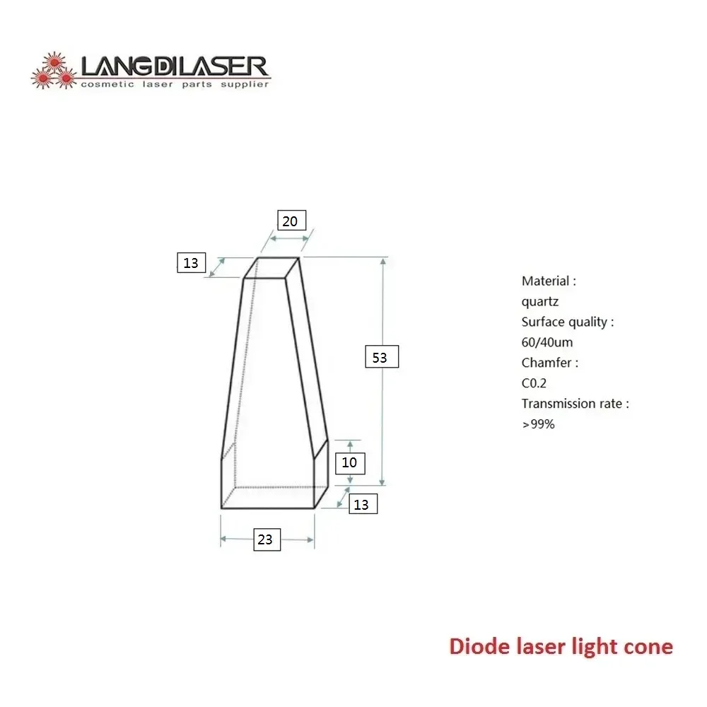 

Высота (40 ~ 69) мм / Диод-лазер-призма-кристалл-свет-конус / Материал кварц с AR-покрытием / С AR@755/808/1064 нм с пленочным покрытием
