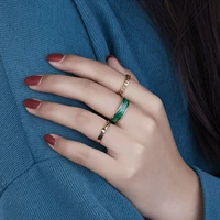 bohemian green white enamel round metal ring sets geometric twist open adjustable rings sets for women girl wedding jewelry gift