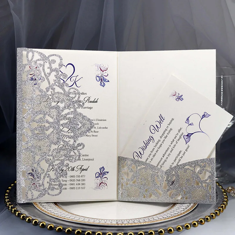 

10 шт. индивидуальные приглашения, блестящая бумага, лазер с отверстием, конверт rсвп для Дня матери, свадьбы, дня рождения, поздравительные открытки