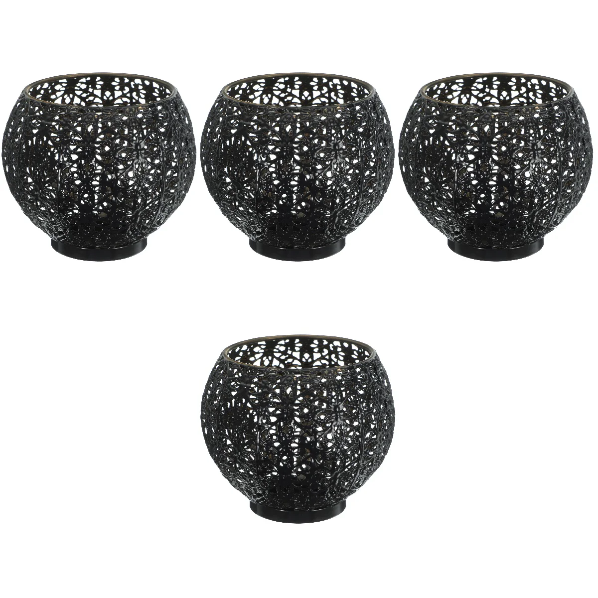 

4 Count Iron Holder Wedding Modern Candlestick Table Metal Hollow Tealight Ornament Desktop Candlesticks