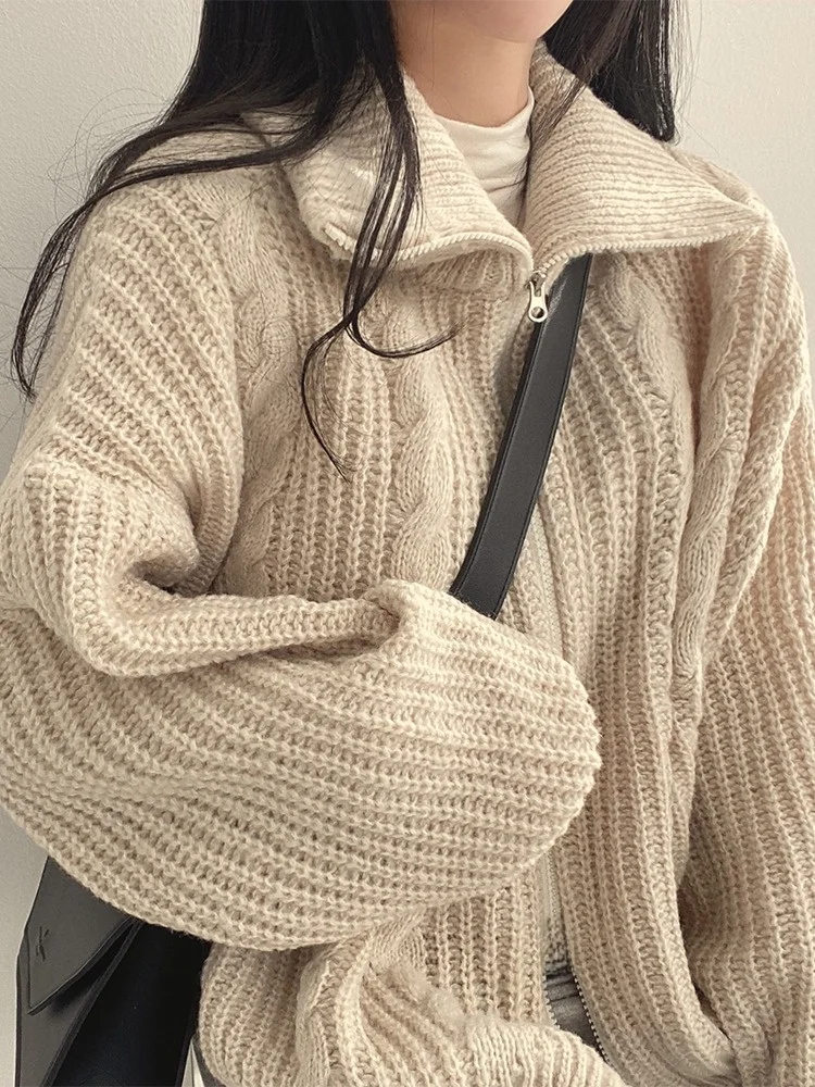 Шикарный осенне-зимний свитер с высоким воротником из Южной Кореи женское пальто