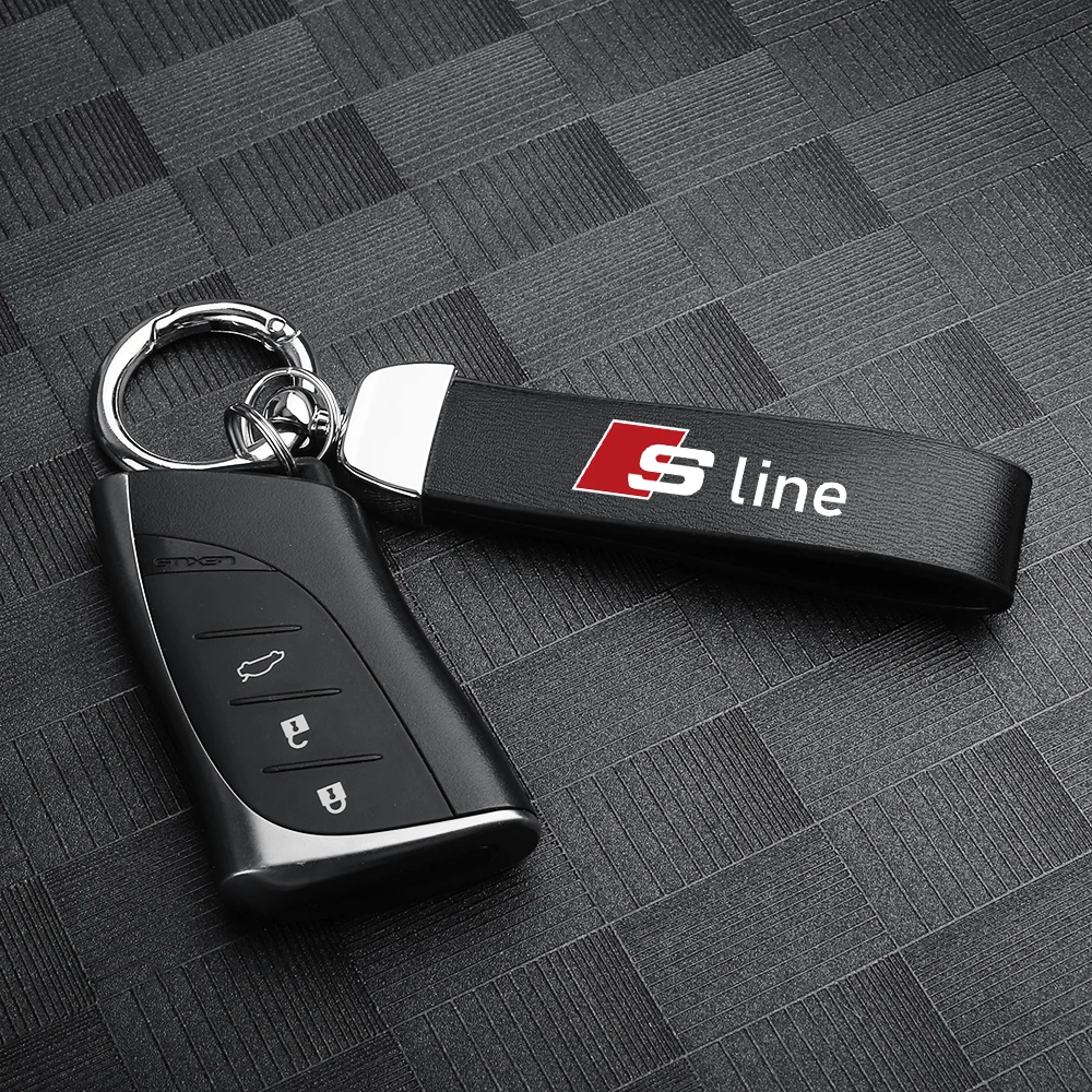

3D Metal Leather Car Styling Keychain For Audi S line A4 b8 b9 b6 b7 A3 8p 8v A6 c7 A5 Q5 Key Chain Rings Accessories