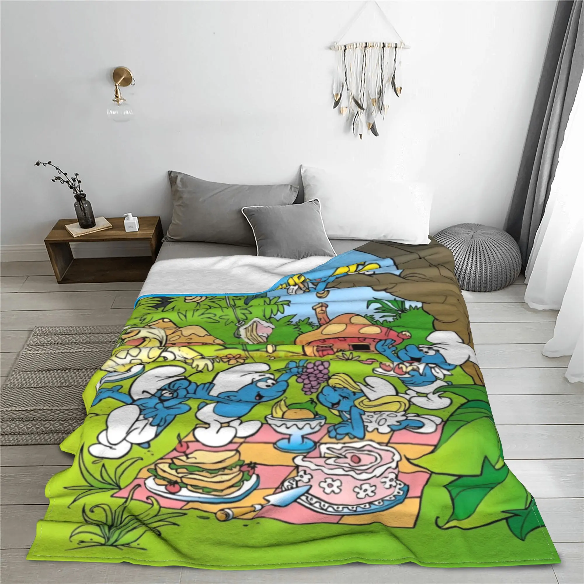 S-Smurfs мультфильм синий эльф одеяло аниме милый флис забавные дышащие пледы для