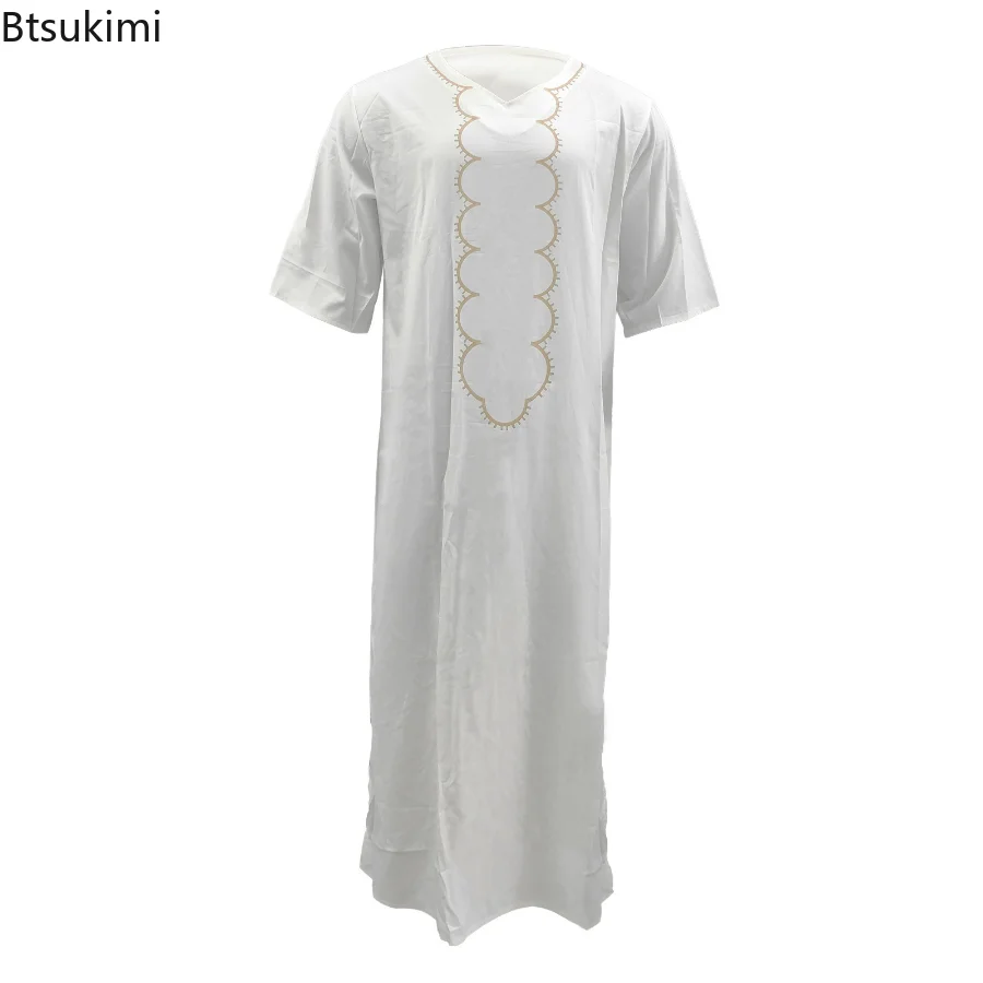 Muslim Fashion Vintage Loose Kaftan Robes Men Long Sleeve Fashion Jubba Thobe Man Leisure Solid Pattern Islamic Clothing Abayas