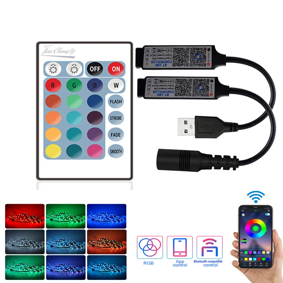 24Key RGB Controller Bluetooth-compatible Music Smart APP Remote  For DC5-24V 5050 2538 RGB LED light strip