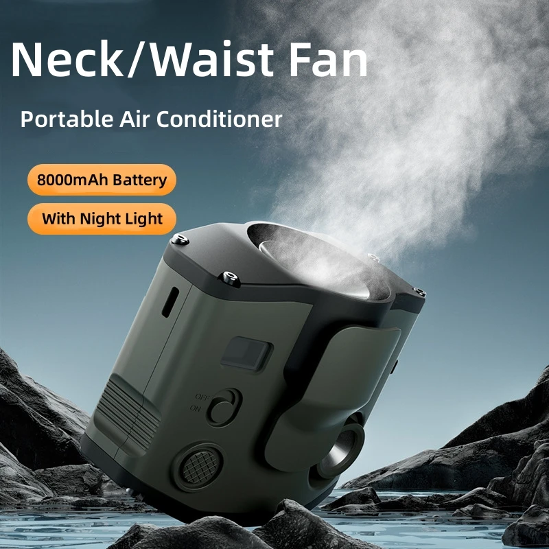 Портативный мини-вентилятор на шею/талию с зарядкой от USB 8000 мАч