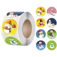 50 500pcs cartoons merry christmas stickers round stickers for children gift decor labels scrapbooking stationery sticker
