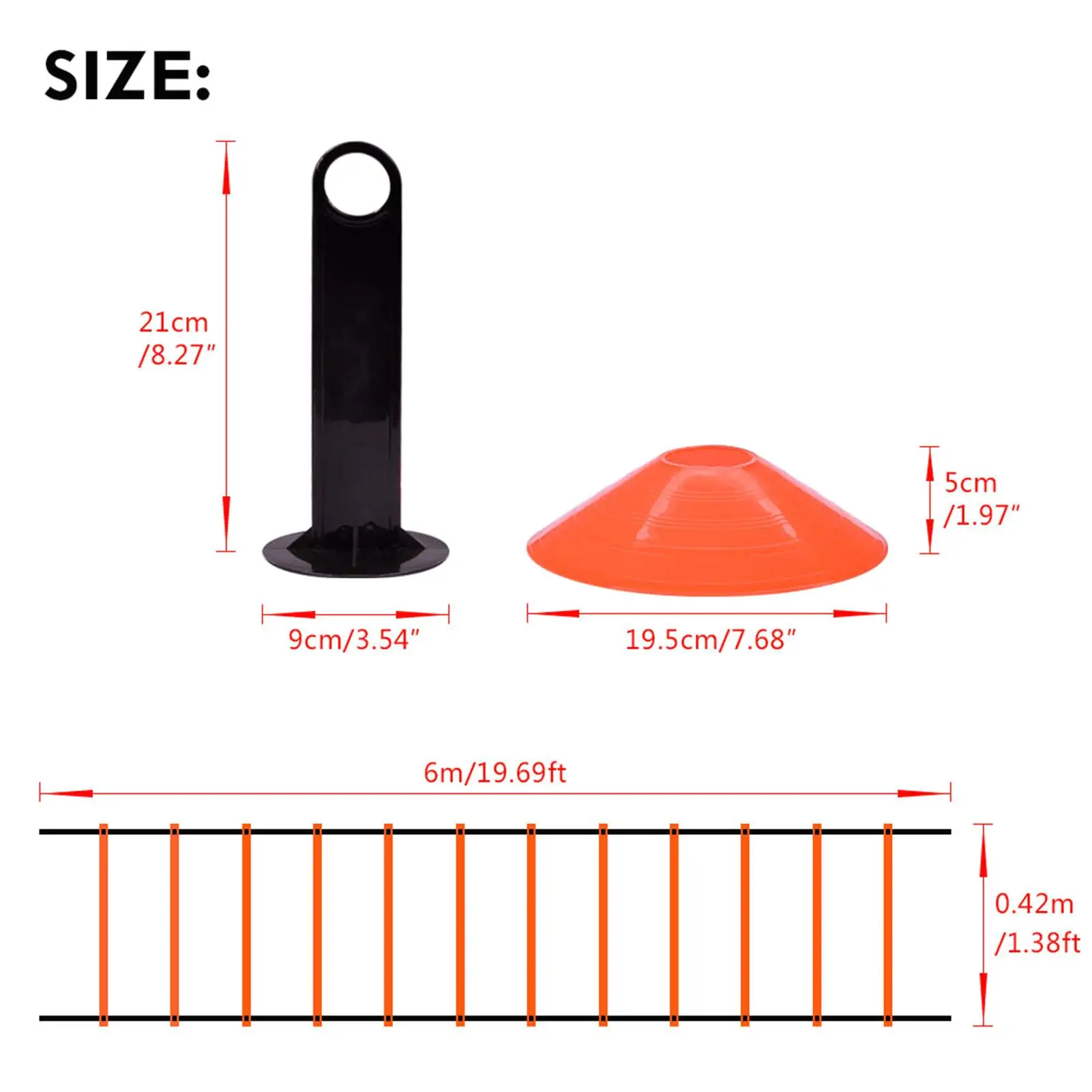 Скорость Ловкость Тренировочный Набор с лестницей и дисковыми конусами для