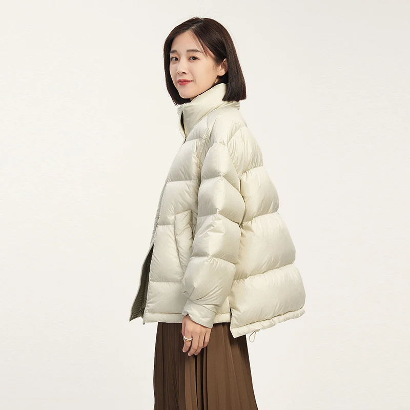 SHUCHAN 90%  White Goose Down  Winter Jacket Women  Casaco Feminino Inverno 2022  Japan Style  Wide-waisted  Zipper  Spliced