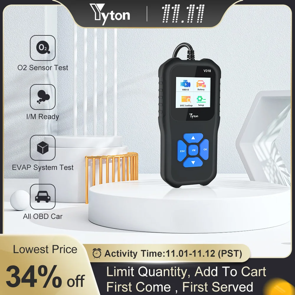 

Yyton OBD2/EOBD Scanner Car Auto Diagnostic with Tools Color Screen Engine Fault Code Reader Code Reader Check Engine