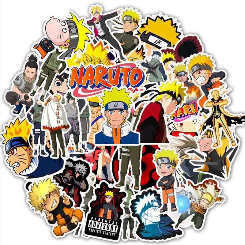 

50pcs Cartoon Naruto Stickers Cool Naruto Waterproof Sticker Luggage Skateboard Guitar Laptop Stikers Kid Toy