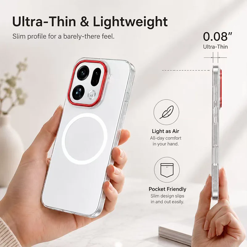 Фото Чехол Xundd для OPPO Find X9 Pro/Find X9 Ultra, магнитный, прозрачный, из поликарбоната, с защитой от пожелтения и царапин, тонкий №4