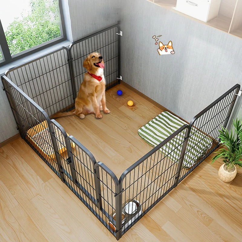 

Современная кованая железная ограда для собак, забор для домашних питомцев с дверью для собак, комнатная клетка для кошек, большая железная заборка, товары для собак