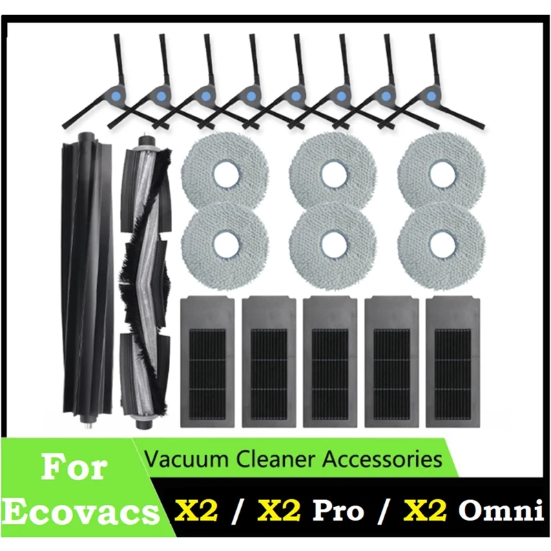 

For Ecovacs Deebot X2 Omni / X2 Pro / X2 Robot Vacuum Accessories Roller Main Side Brush Hepa Filter Mop Cloth Parts Accessories