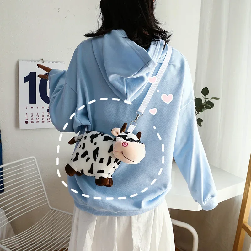 

Women Cartoon cow doll shoulder bag children cute plush toy gift bag
