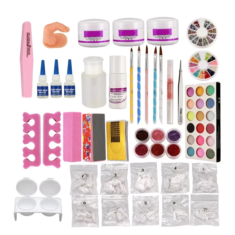 

NEW2023 Professional Acrylic Glitter Color Powder French Nail Art Deco Tips Set tools