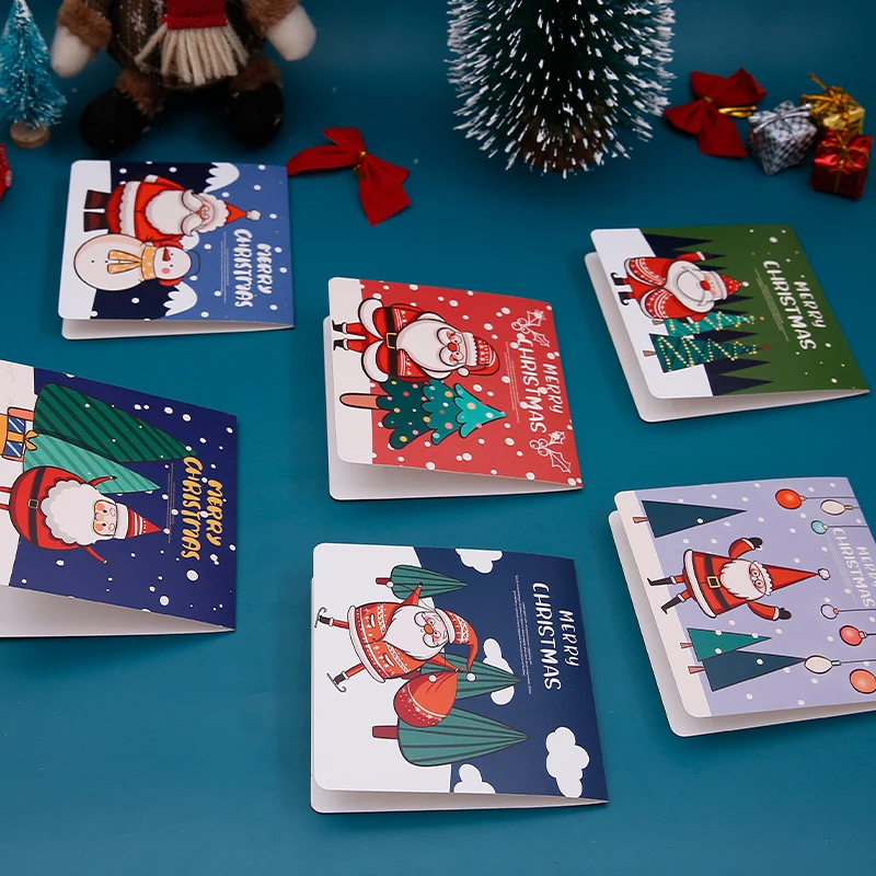 

Изысканные поздравительные открытки с Санта-Клаусом на Рождество, подарок на канун Рождества с конвертом, благословение, сообщение, подаро...