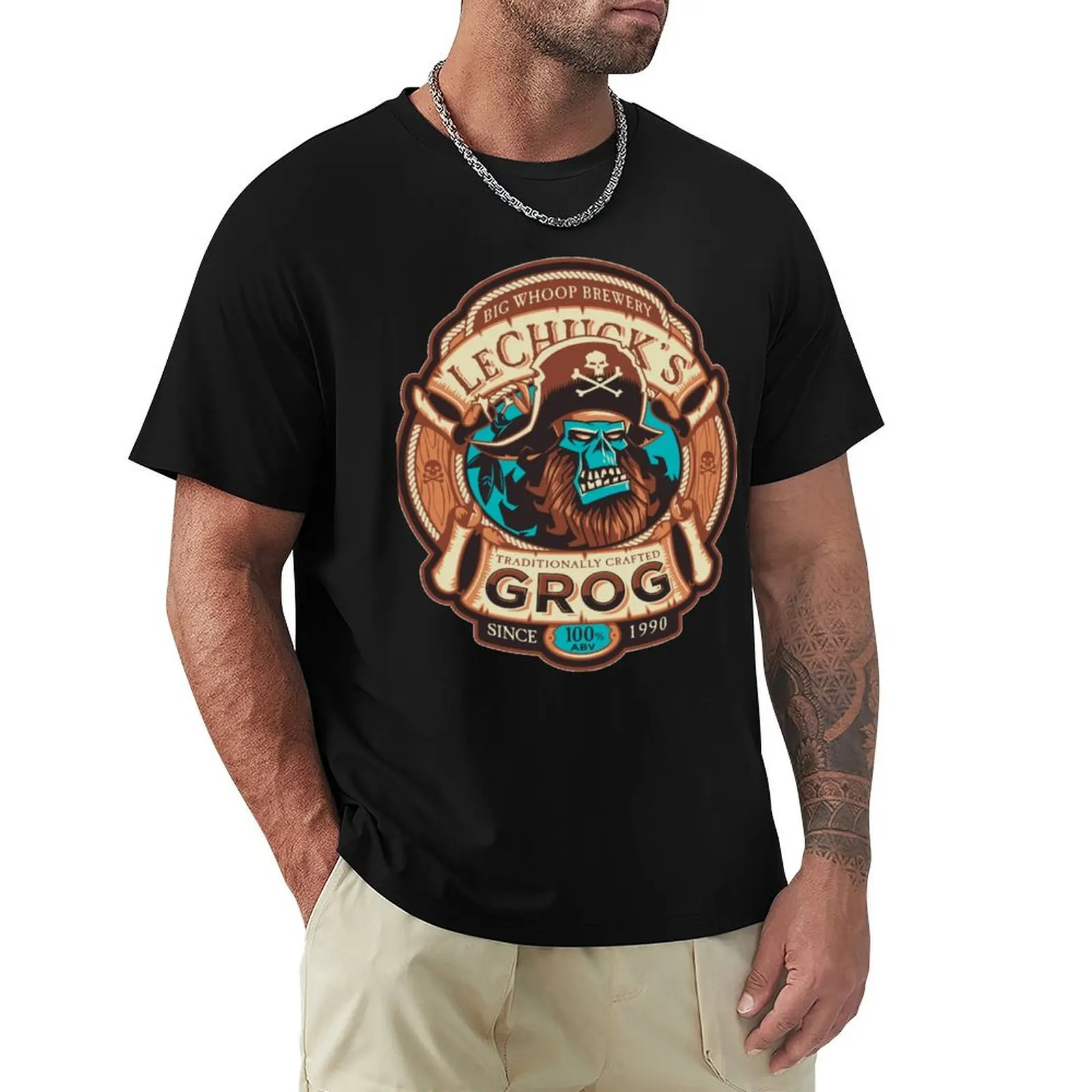 Фото Футболка LeChuck's Grog Craft Beer Monkey Island, устойчивая к сминанию, с коротким рукавом. №1
