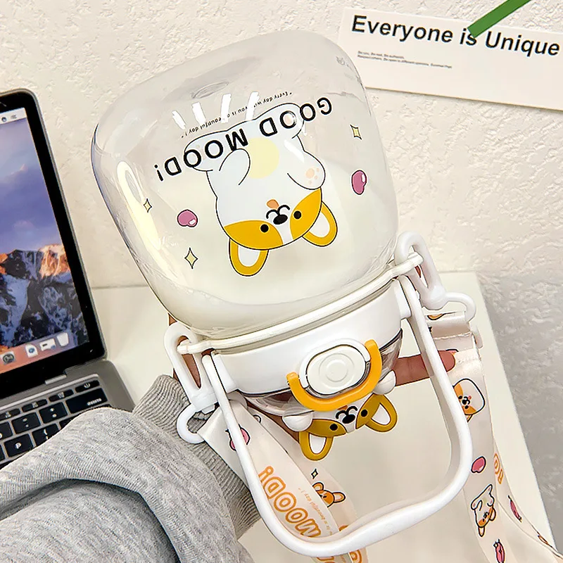 

1300ml Kawaii Water Bottle With Straw For Girl Kid Bear Drinking Cup Outdoor Cute Kettle Sport Cup Tumbler Large Capacity Mug