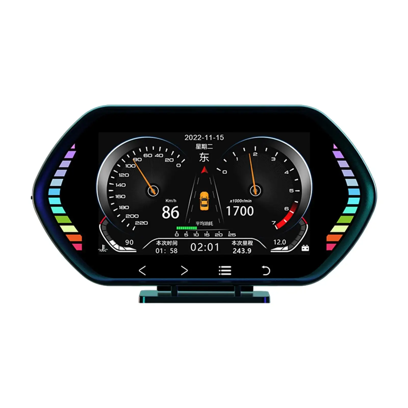 

OBD2 Gauge Display Troubleshooting with Ambient Light Multifunctional Head up Display Digital Speedometer for Most Vehicles