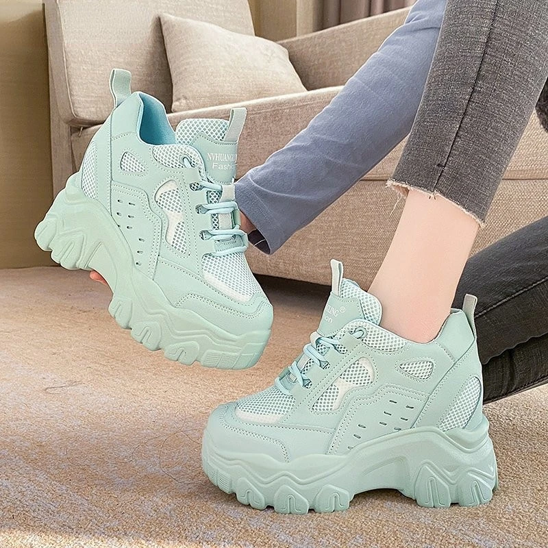 

2023 New Platform Chunky High Sneakers for Women Trend New Fashion Walking Trainers Casual Shoes Woman Vulcanized Shoe 10cm