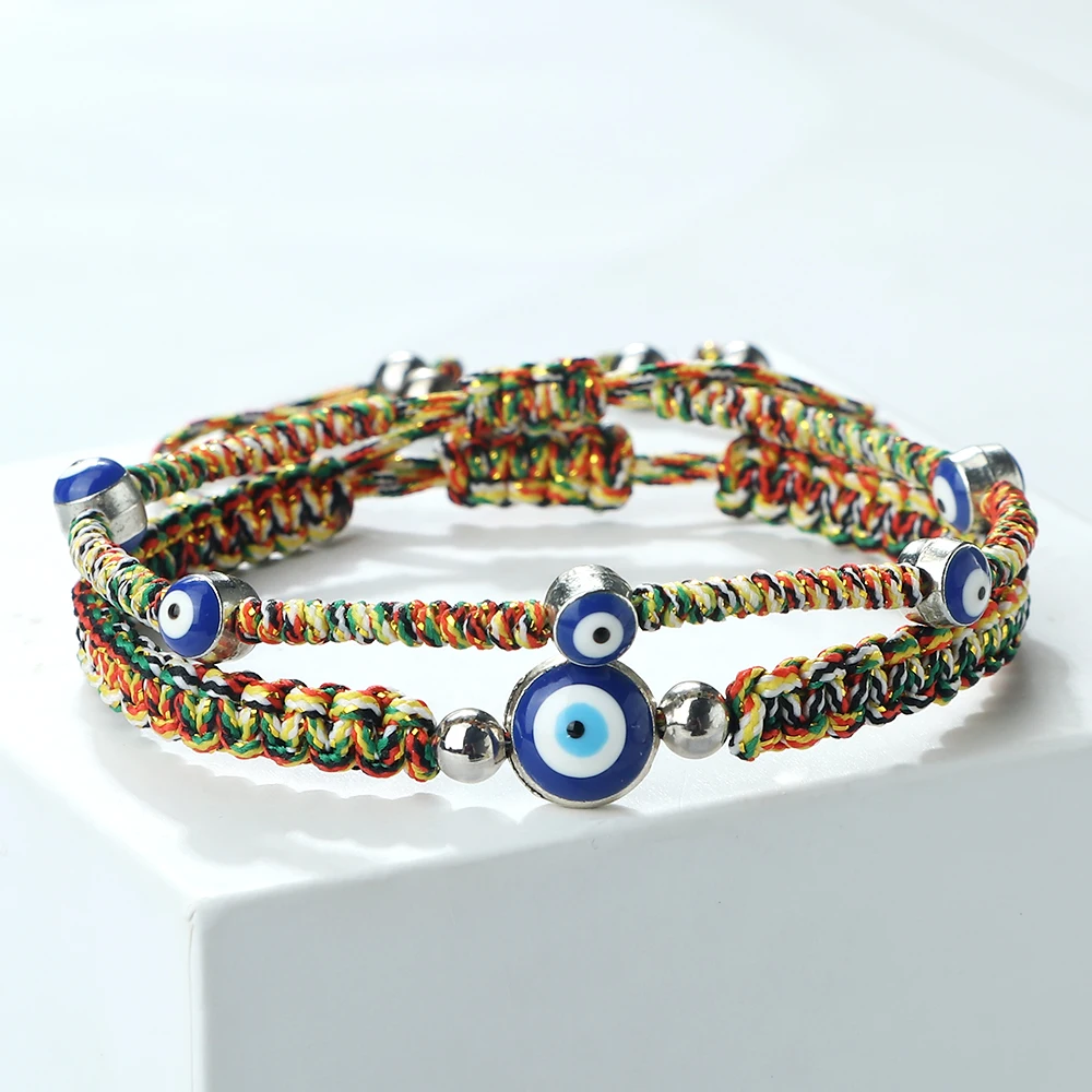 2 шт./компл. счастливые тибетские браслеты и для женщин мужчин плетеные ручной