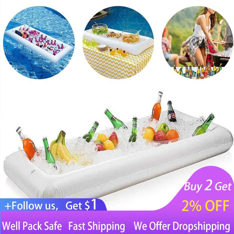 

Swimming Pool Beer Table Drinking Cooler Table Pool Inflatable Ice Bucket Outdoor Swimming Pool Drink Float Holder Salad Bar