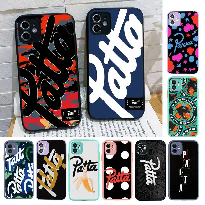 

Fashion P-patta Phone Case for iPhone X XR XS 7 8 Plus 11 12 13 pro MAX 13mini Translucent Matte Case