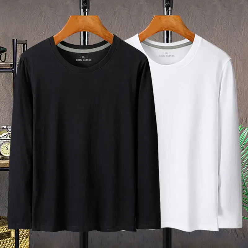 

Мужская Однотонная футболка с длинным рукавом, большие размеры до 4XL