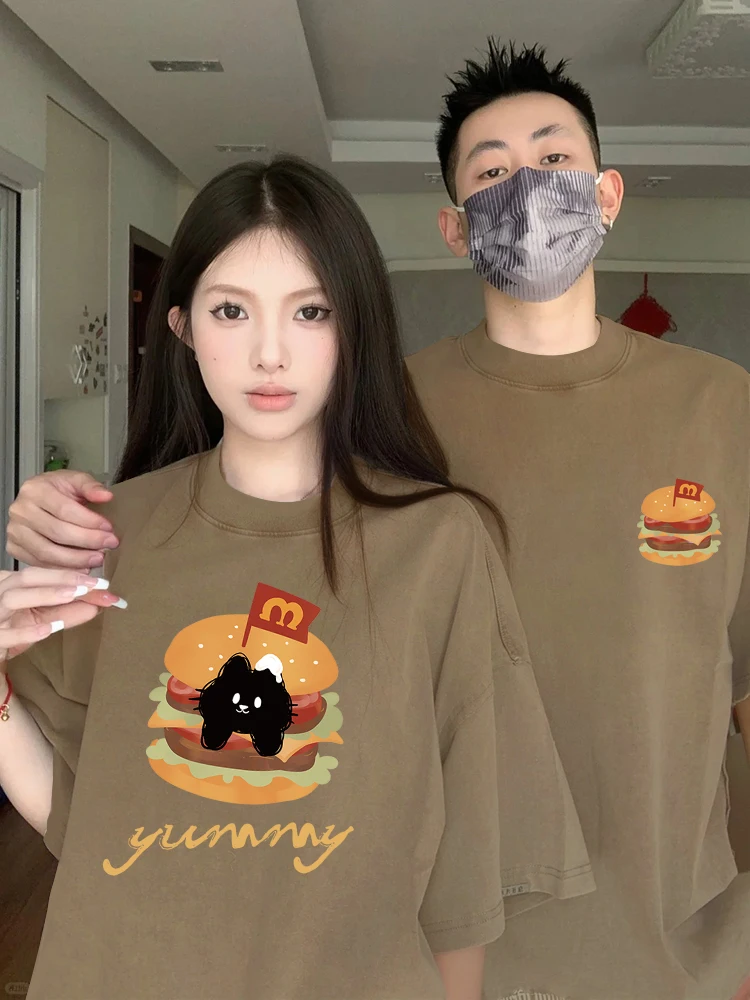 Летняя новая хлопковая футболка с коротким рукавом и принтом &quotКотёнок&quot