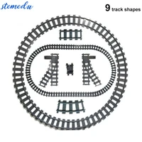 moc motorized train track rail straight curved compatible with 53401 53400 legoeds track city railway building blocks set