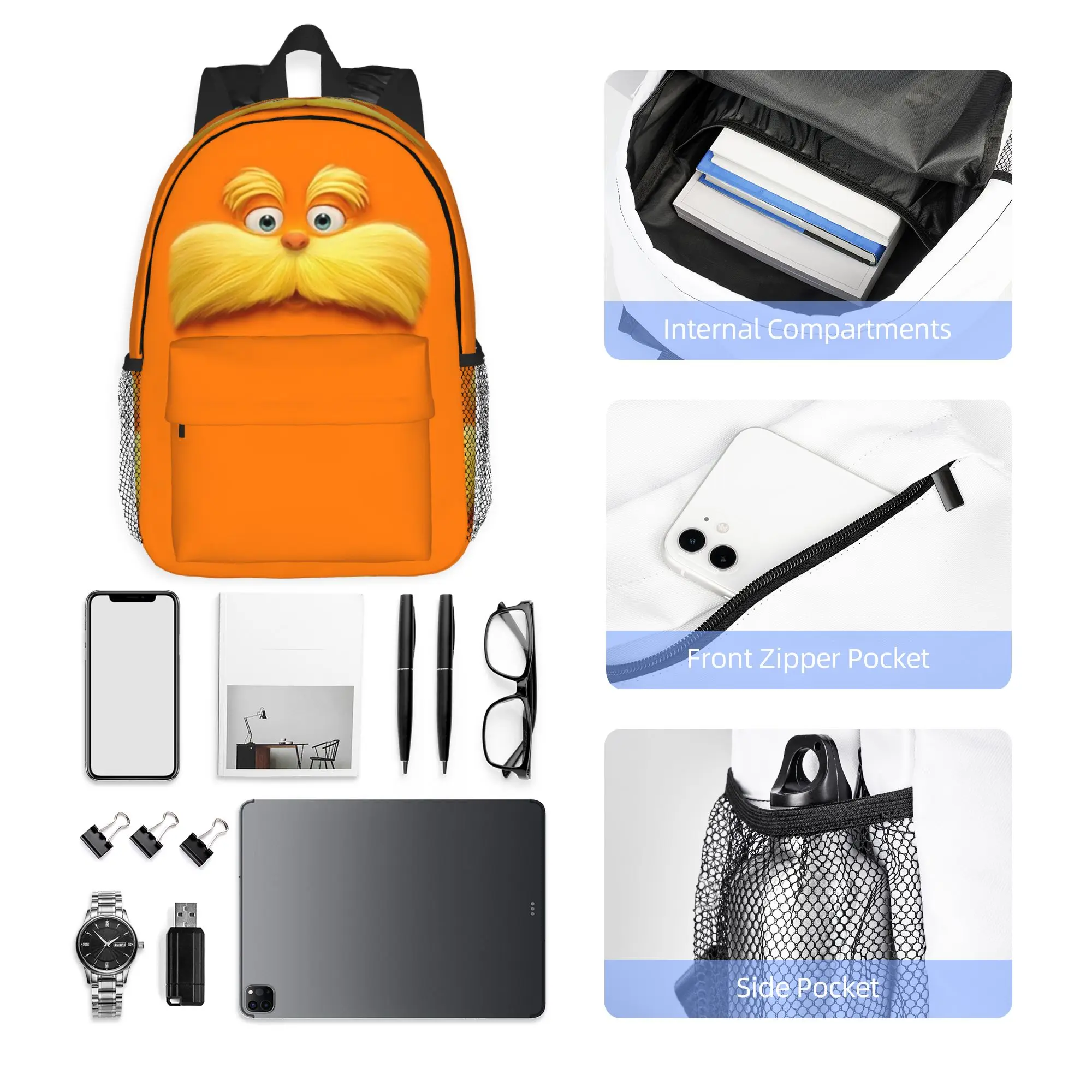 Фото Рюкзак Lorax, горячая распродажа, вместительный рюкзак для мальчиков и девочек, сумка через плечо для мужчин и женщин, школьная сумка №3