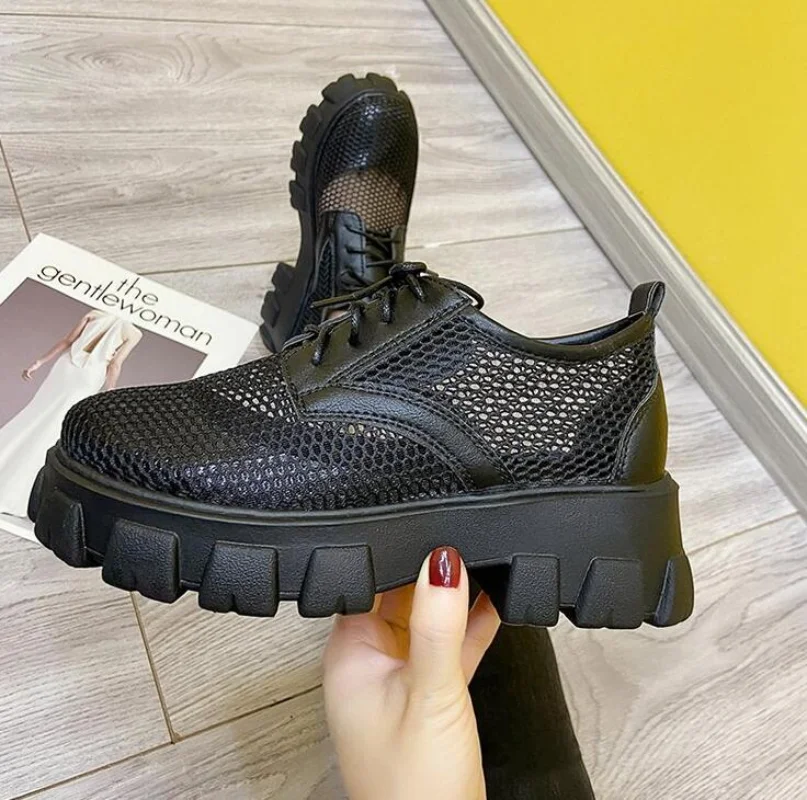 

Женские кроссовки в британском стиле, элегантная обувь на плоской платформе, теннисная модная повседневная обувь, классические криперы в стиле преппи, лето