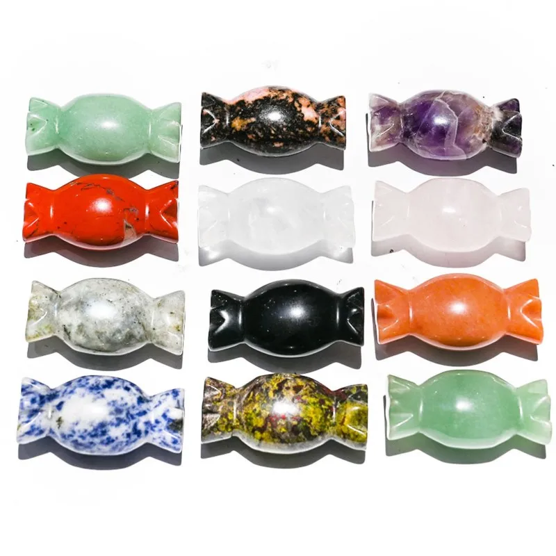 

1pcs Natural Crystal Rose Quartz Candy shape Amethyst Obsidian Stone Crafts Small Decoration Home Decor Christmas Present