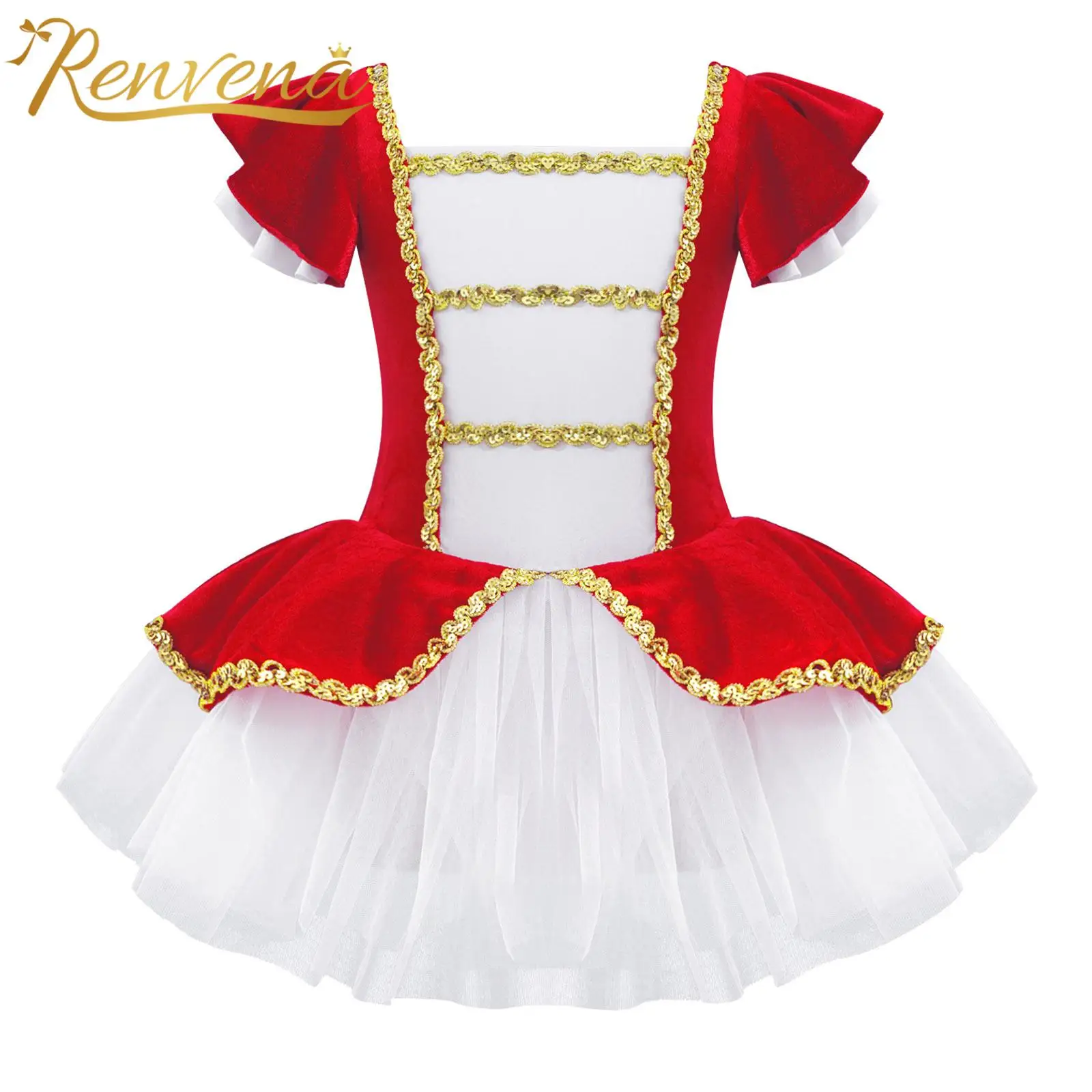 

Girls Mesh Princess Tutu Dress Halloween Theme Party Cosplay Costume Ballet Dance Leotard Dresses Short Sleeve Sequin Dancewear
