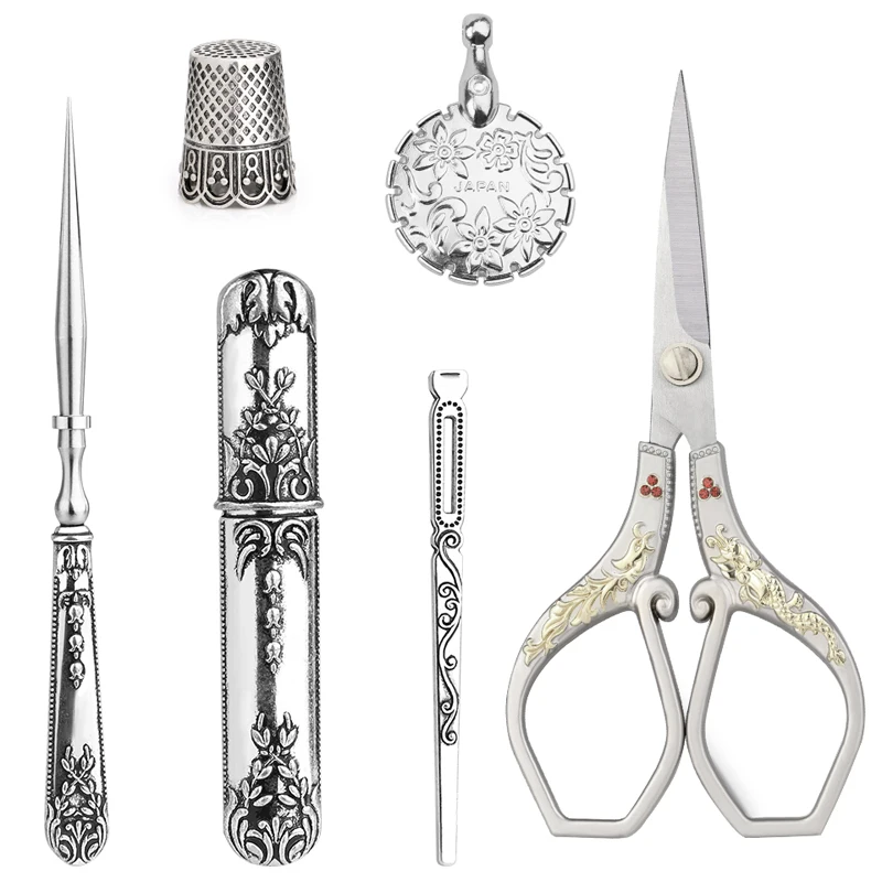 

SHWAKK новый набор портновских ножниц с наперсом и шилом для шитья, винтажный брикет для резьбы