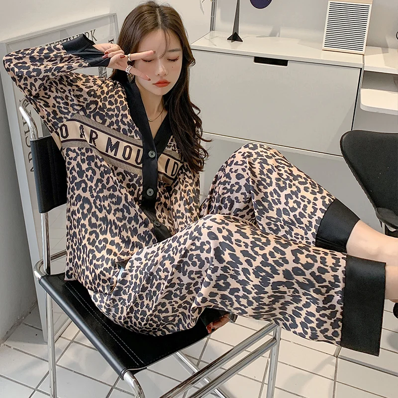 

Women Satin Sleepwear Pajamas Sets Two Piece Silk Homewear Long Sleeve Trousers Pijamas Lounge Wear Lingerie Sleep Tops 2022
