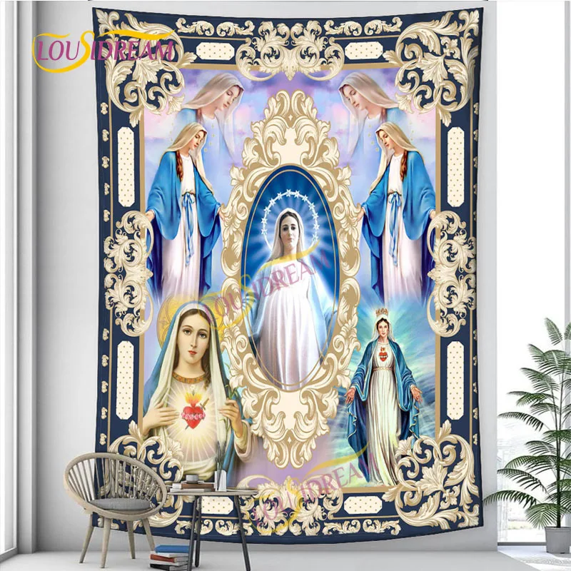 

Mother of Christian Faith Jesus Tapestry Bedroom Wall Apartment Wall Hanging Blessed Virgin Mary Home Sofa Cover Beach Towel.