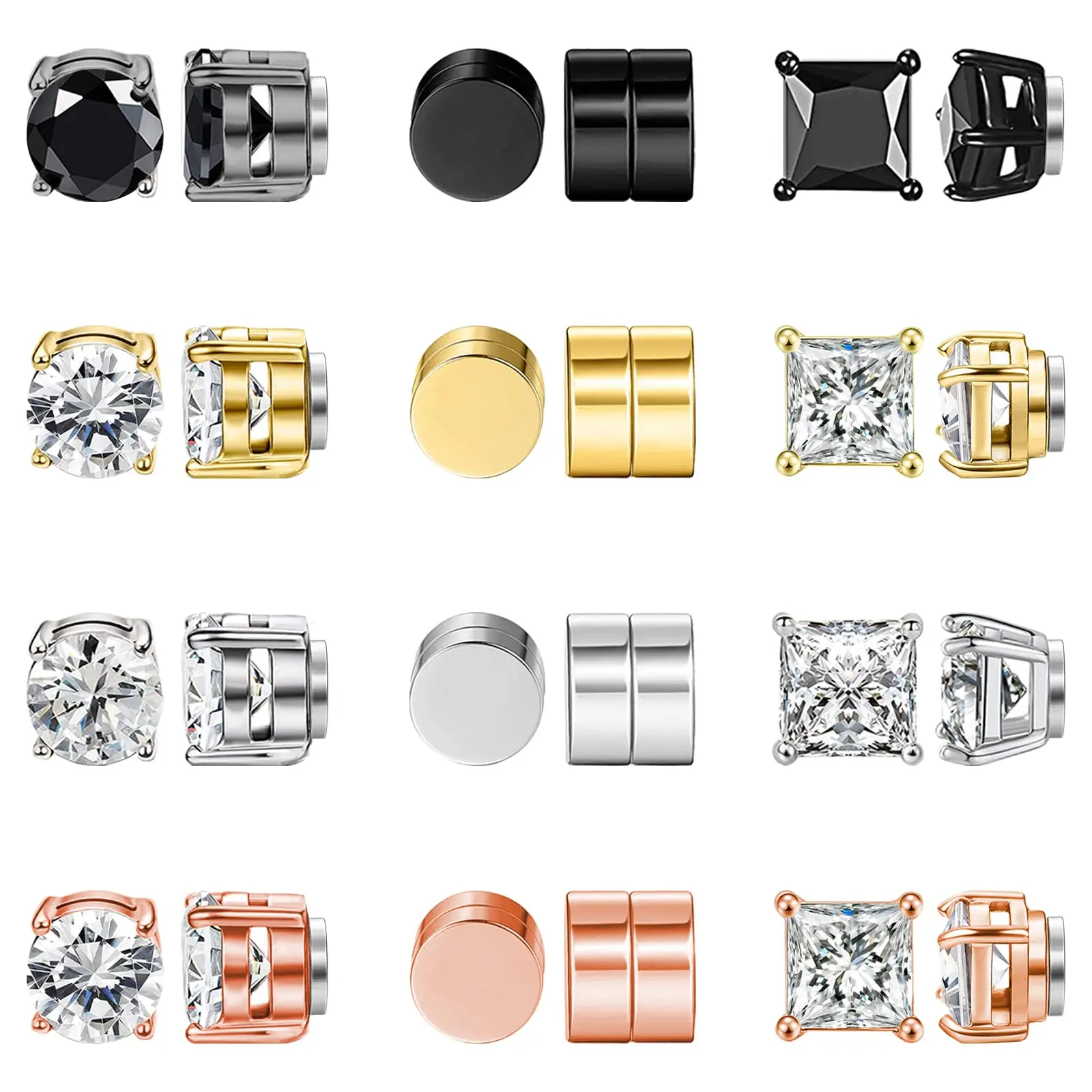 

1 пара, мужские серьги-гвоздики из нержавеющей стали с фианитом